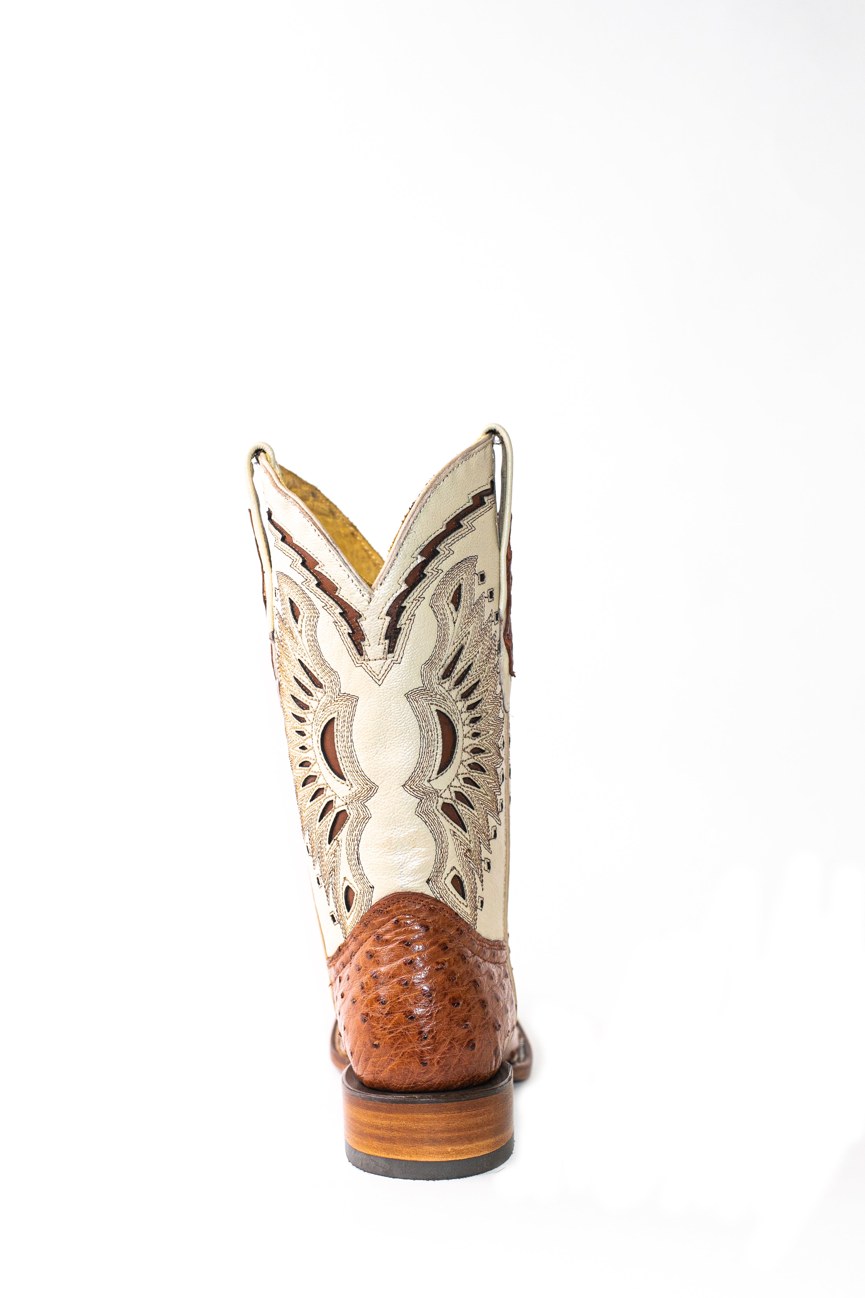 Vaquero Bronco Brandy CC Exotic Ostrich Leather Square Toe Cowboy Boots