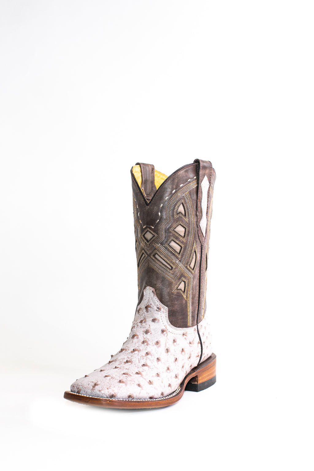 Vaquero Bronco Rio Grande Mink Ostrich Square Toe Cowboy Boots