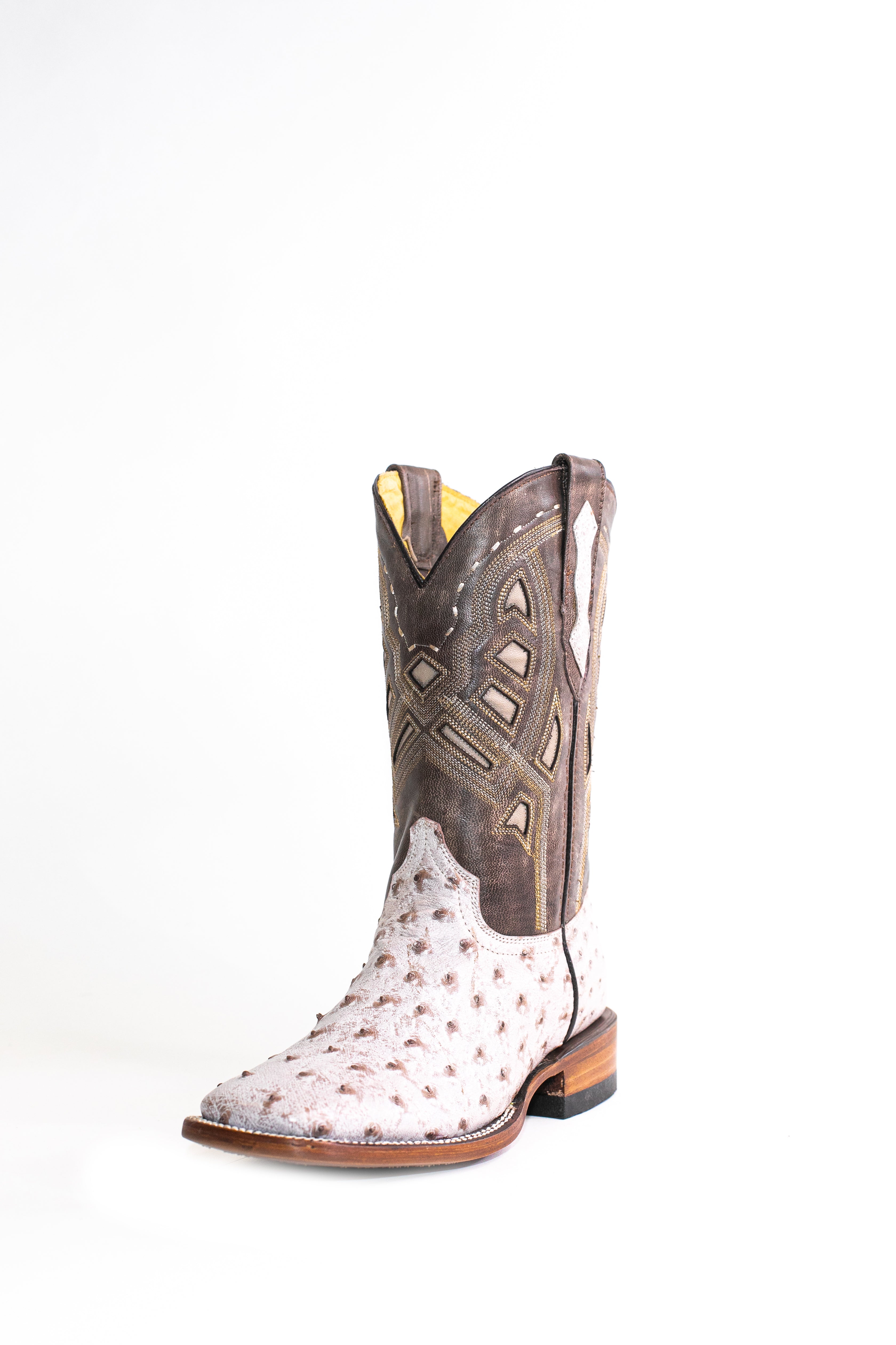 Vaquero Bronco Rio Grande Mink Ostrich Square Toe Cowboy Boots