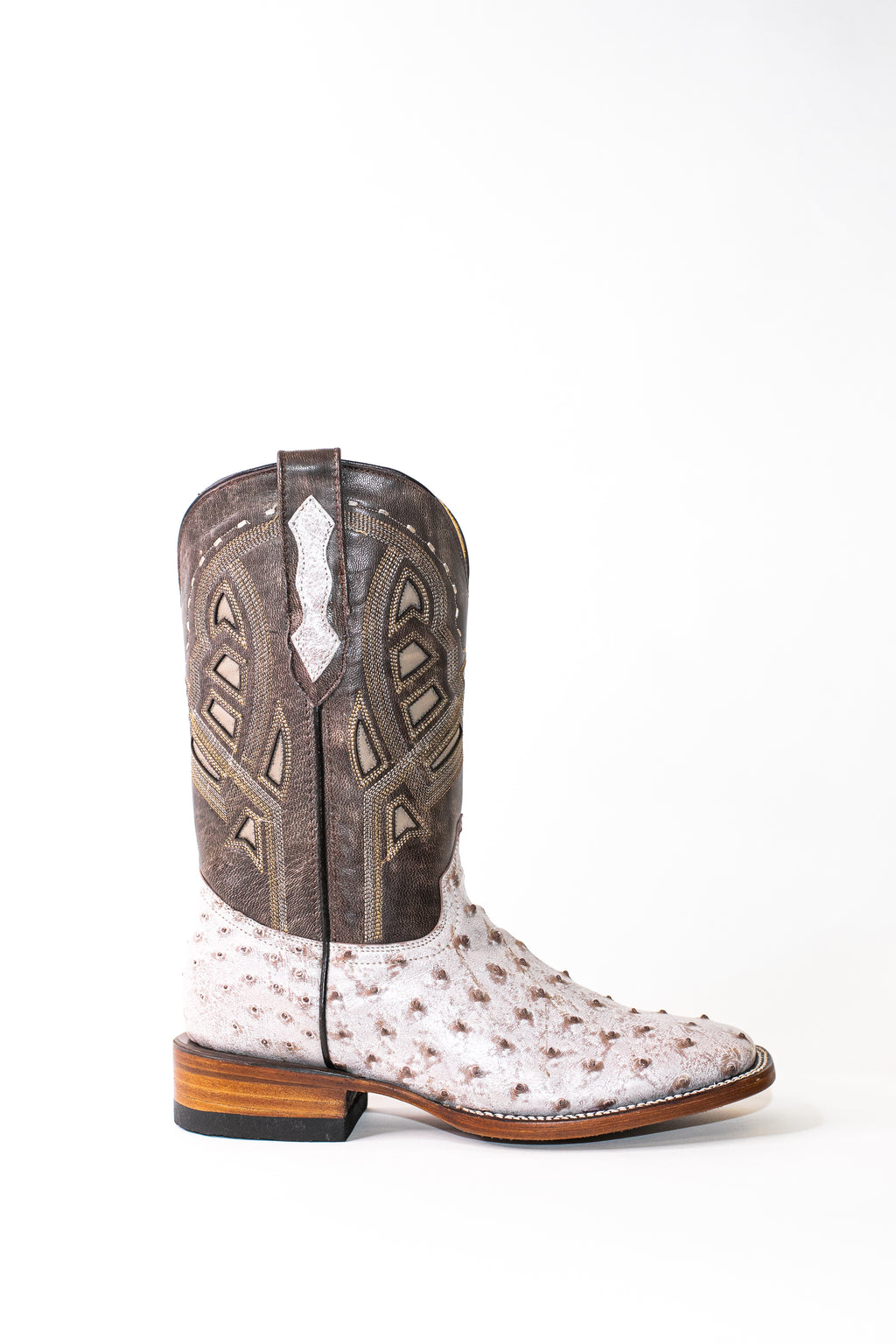 Vaquero Bronco Rio Grande Mink Ostrich Square Toe Cowboy Boots