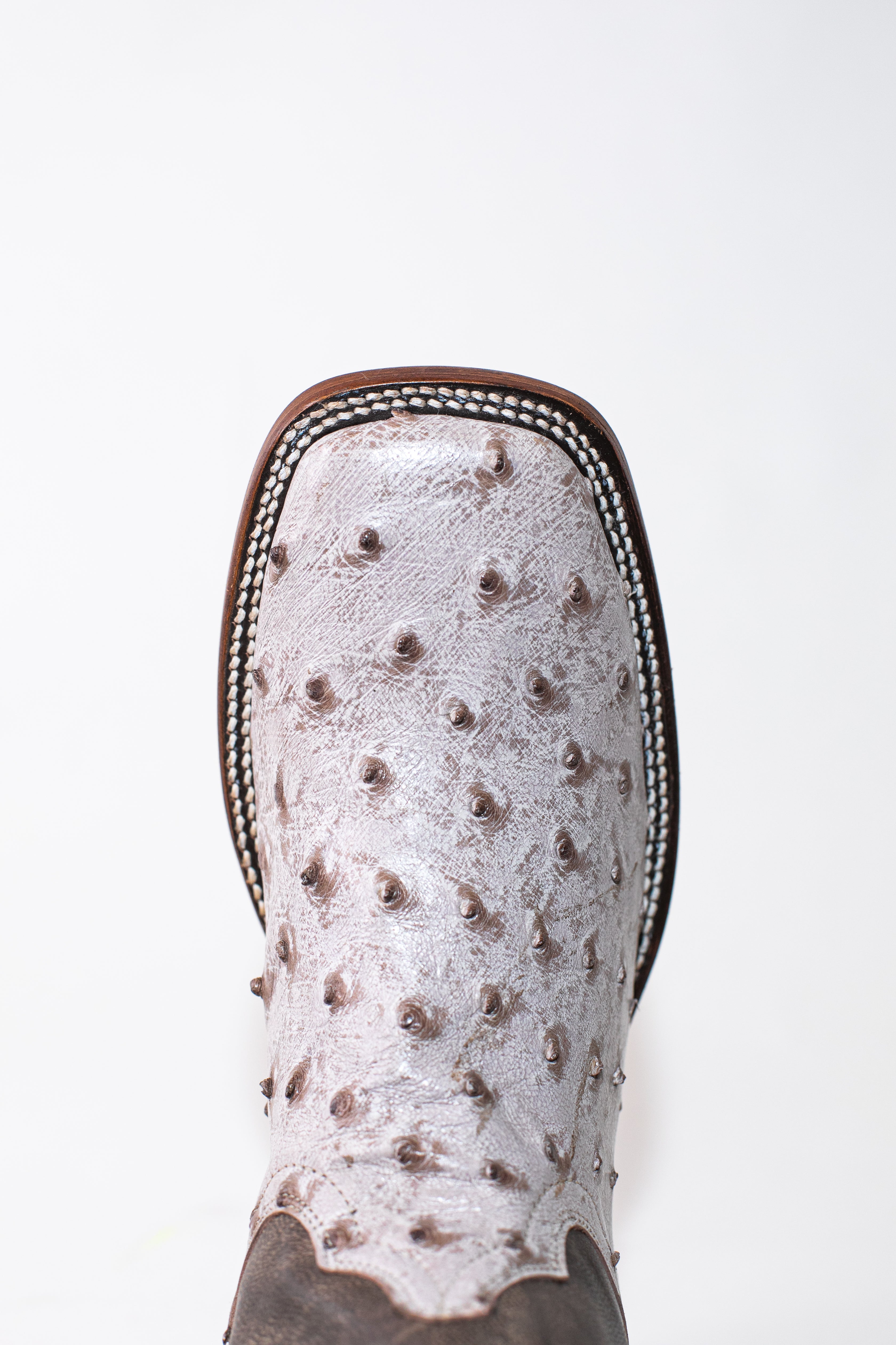 Vaquero Bronco Rio Grande Mink Ostrich Square Toe Cowboy Boots