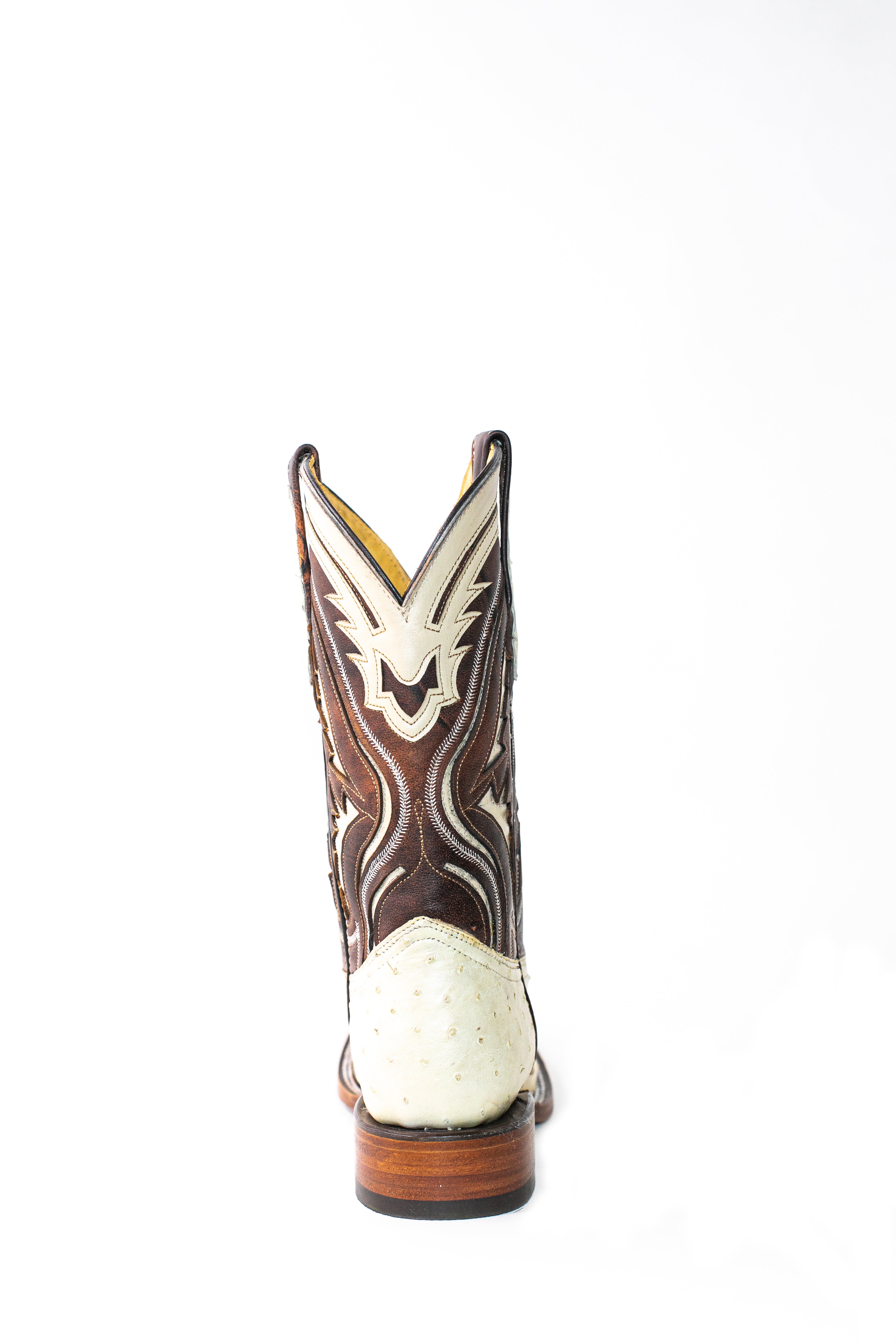 Vaquero Bronco Hueso Exotic Ostrich Leather Square Toe Cowboy Boots