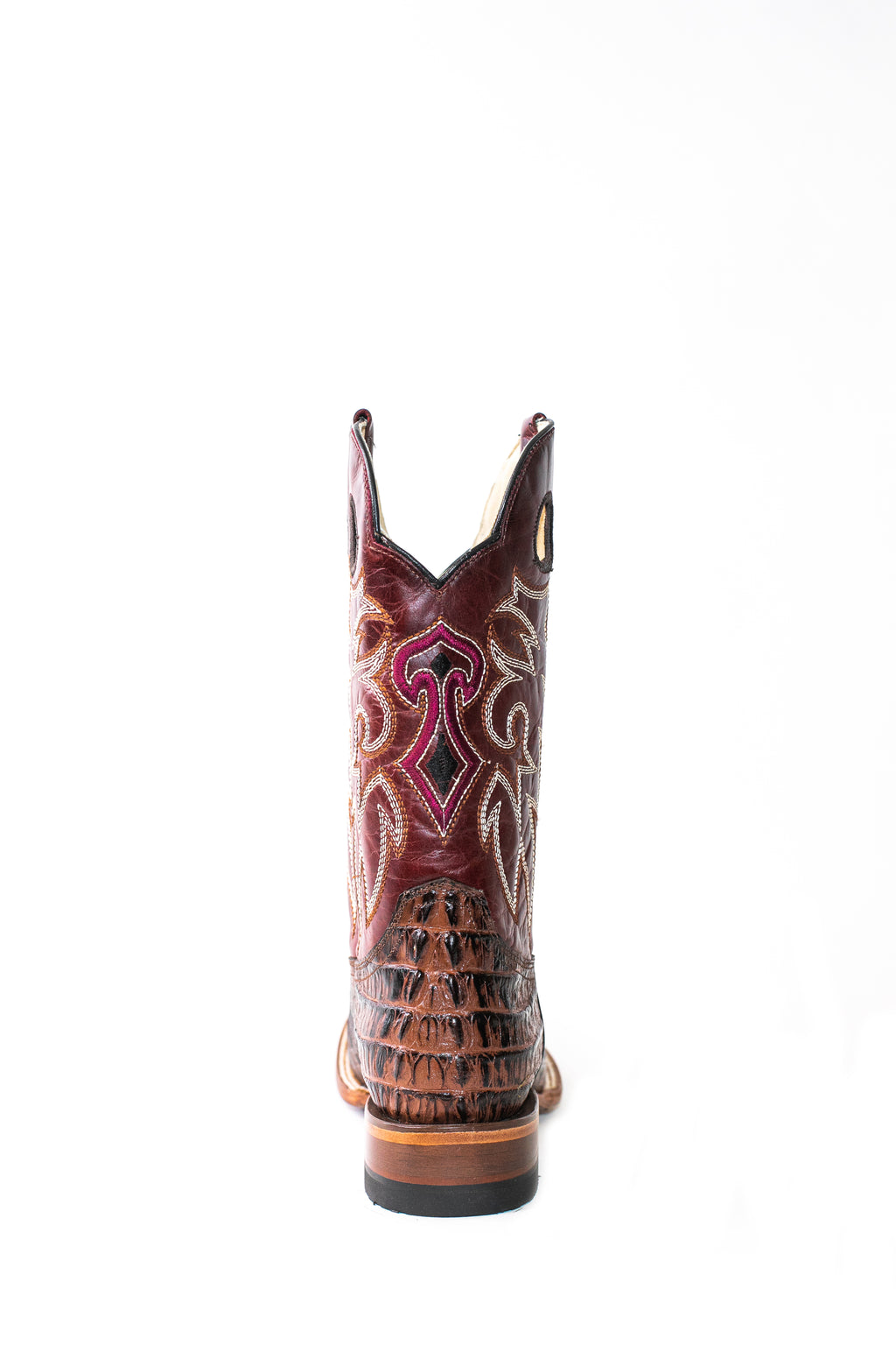 Vaquero Bronco African Printed Caiman Wine Tail Boot
