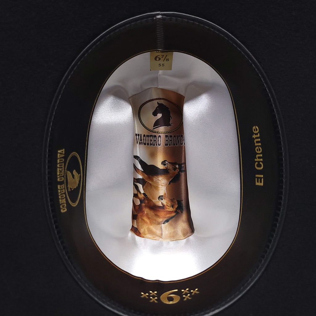 El Chente Black 6x Wool Cowboy Hat