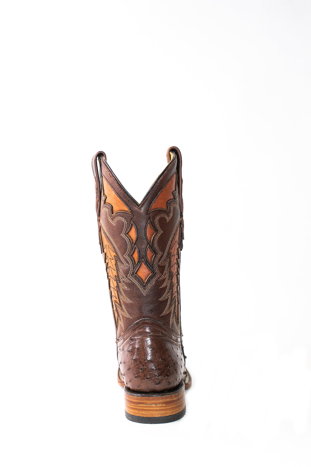 Vaquero Bronco Kango Tabaco Exotic Ostrich Leather Square Toe Cowboy Boots