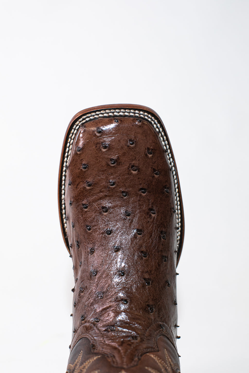 Vaquero Bronco Kango Tabaco Exotic Ostrich Leather Square Toe Cowboy Boots