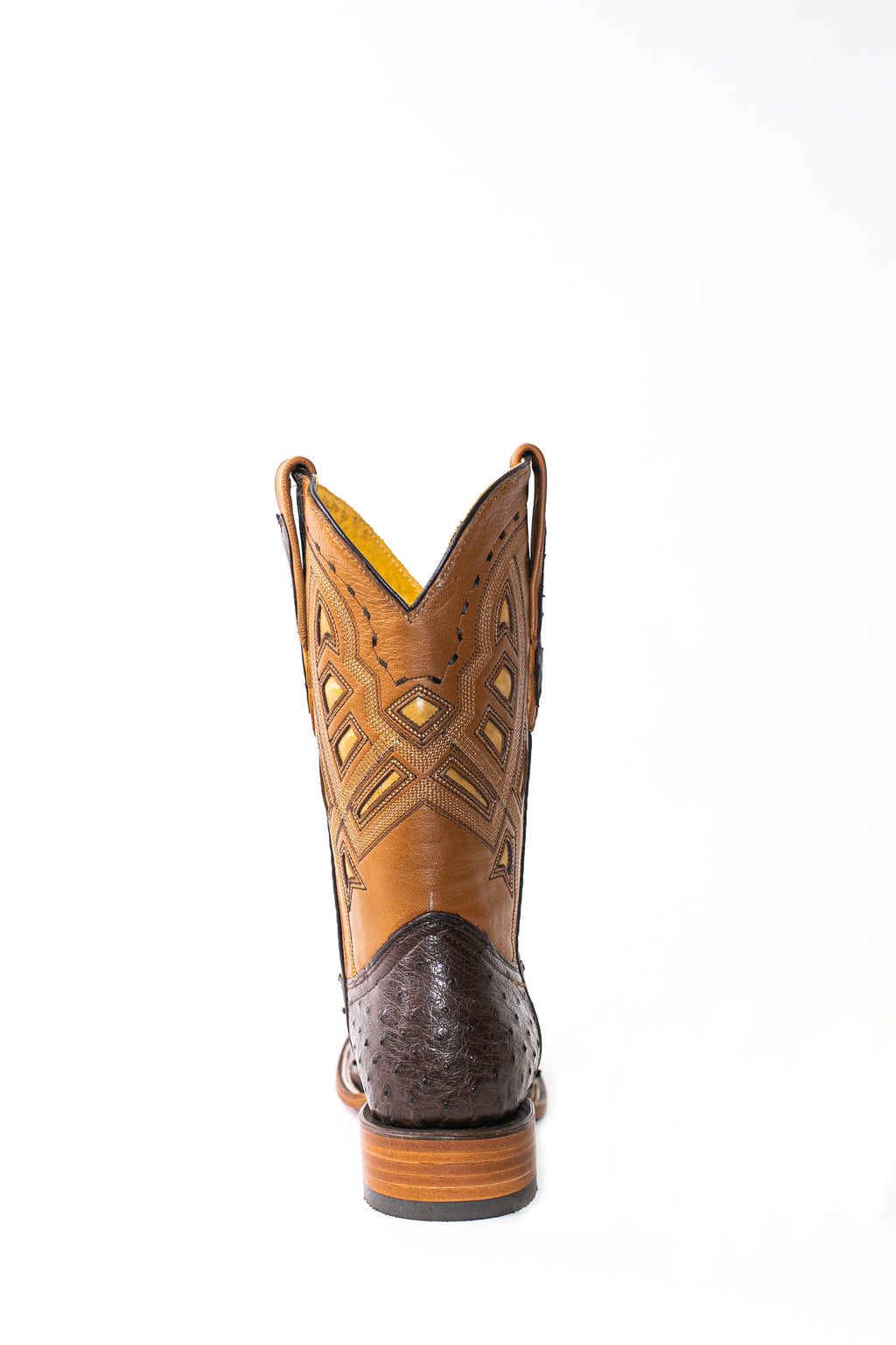Vaquero Bronco Dark Brown Nic. Exotic Ostrich Leather Square Toe Cowboy Boots