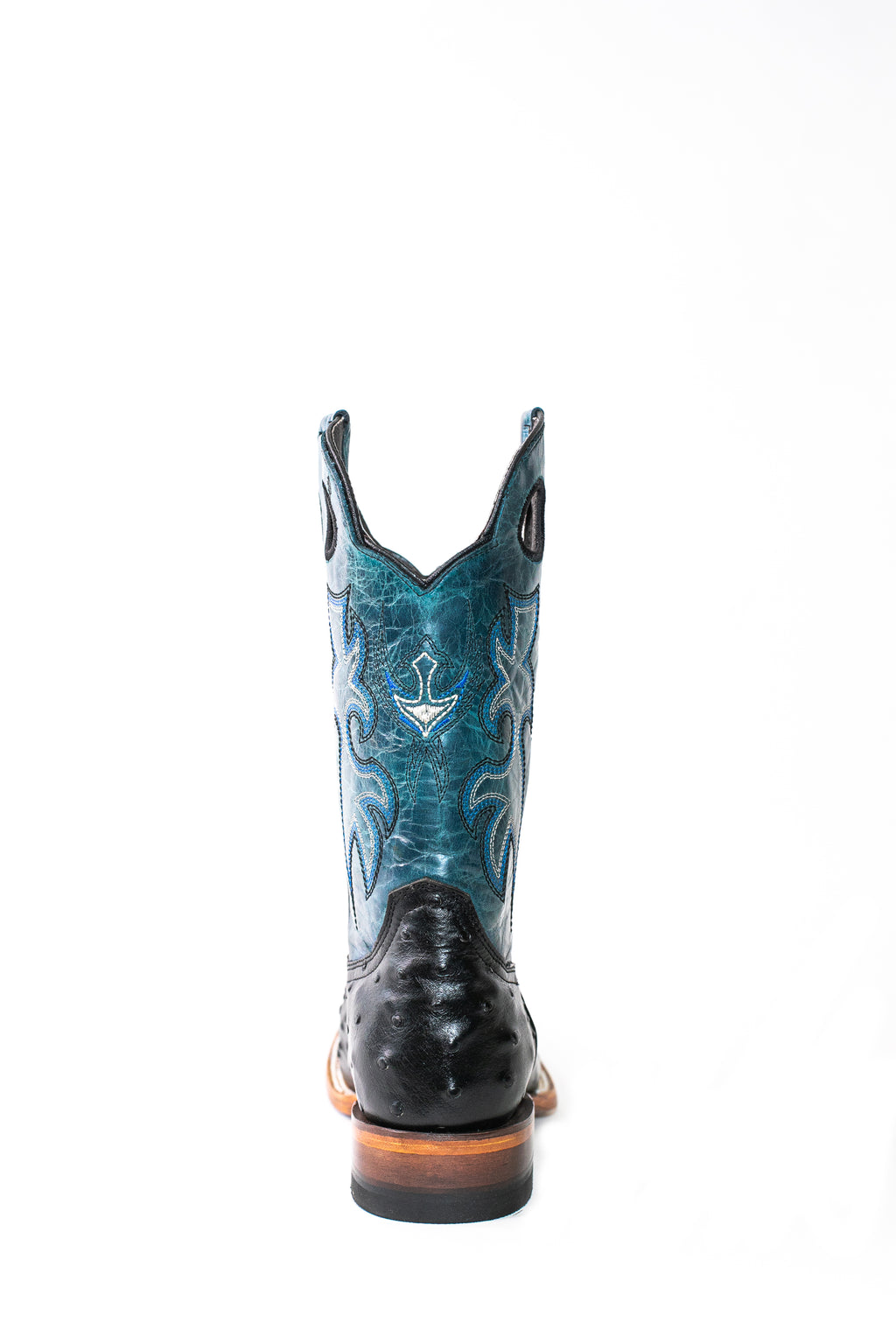 Vaquero Bronco Black Printed Ostrich Leather Boot