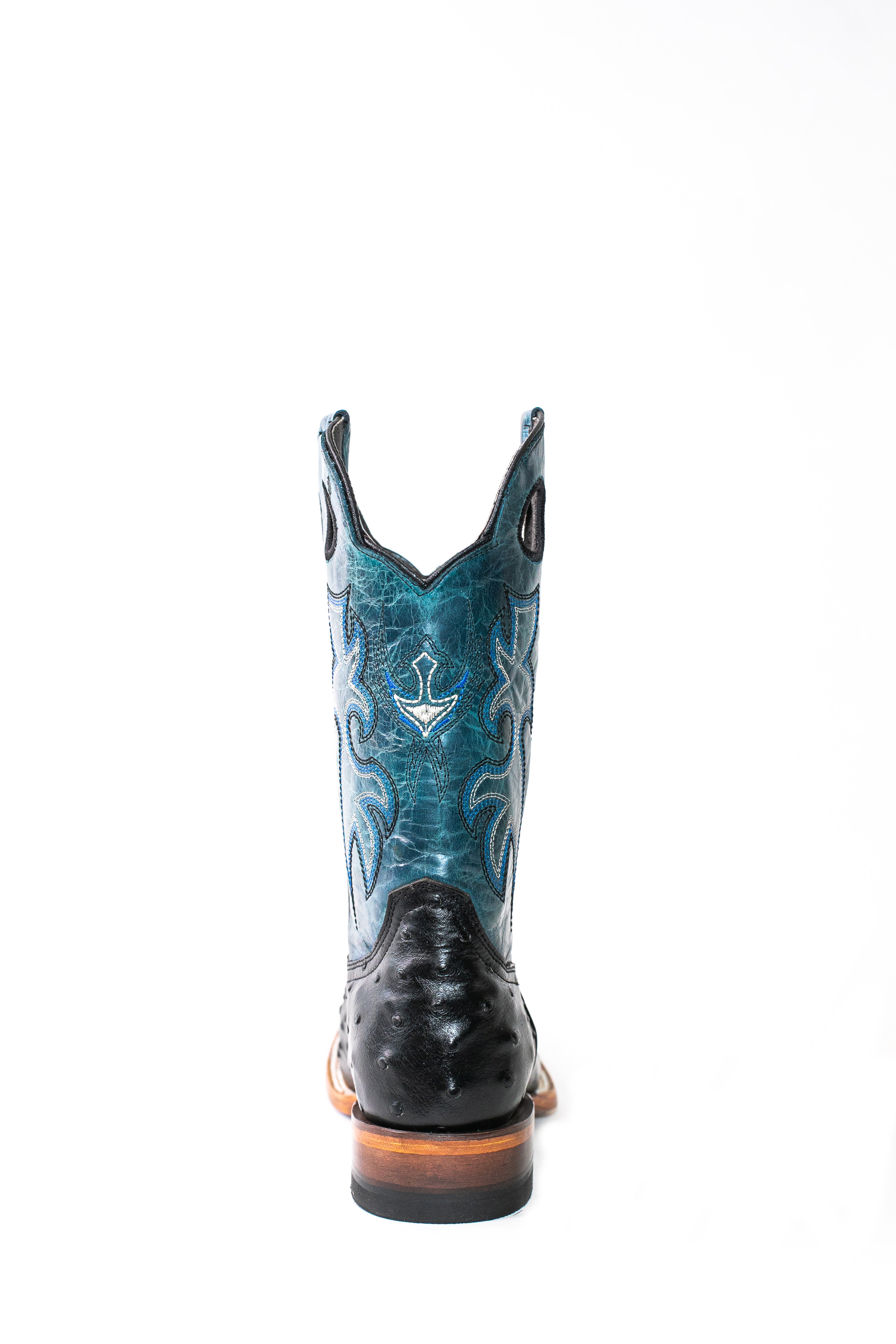 Vaquero Bronco Black Printed Ostrich Leather Boot