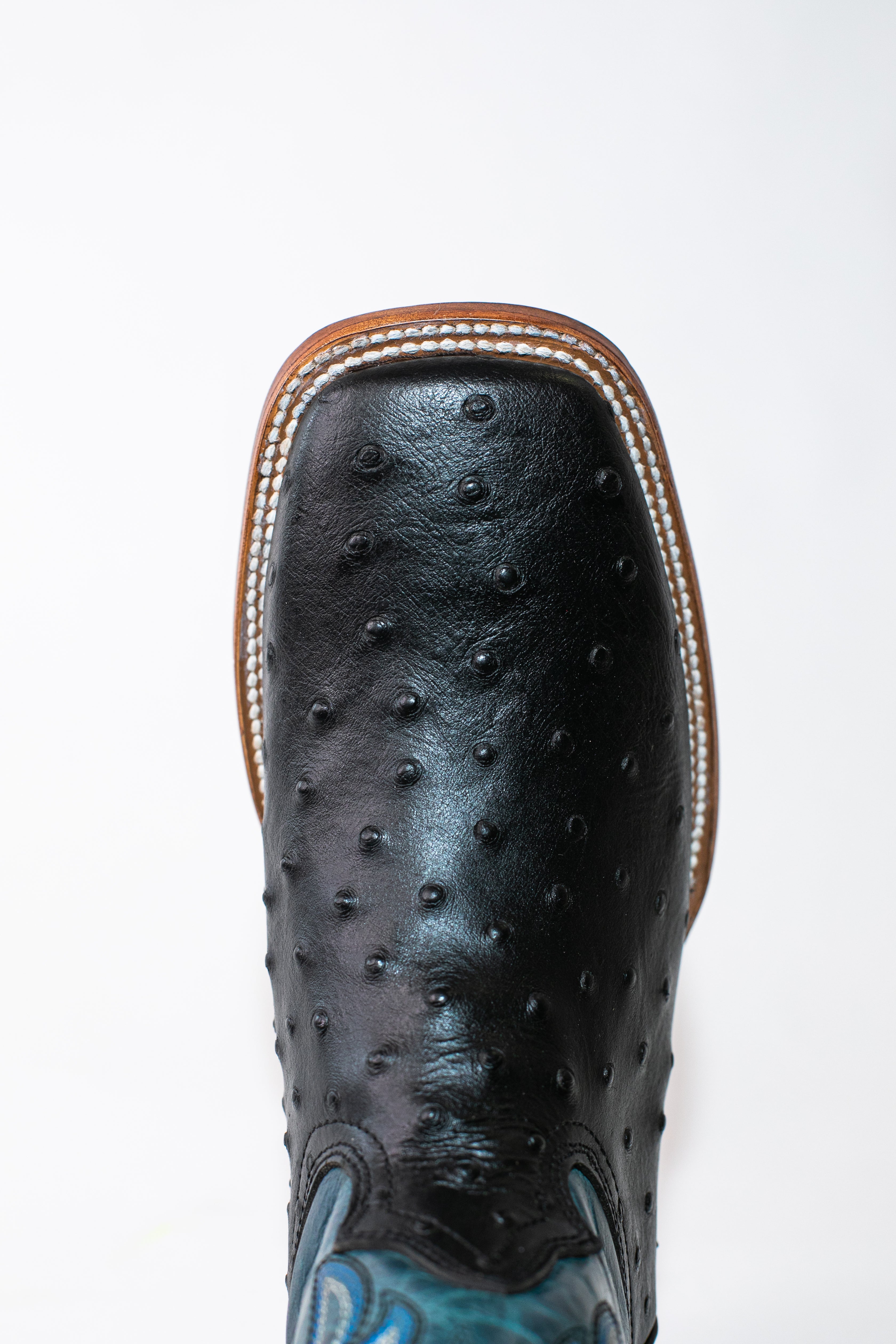 Vaquero Bronco Black Printed Ostrich Leather Boot