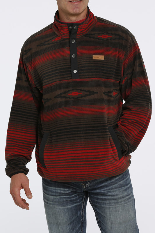 Men's Aztec Printed Polar Fleece Brown Pullover