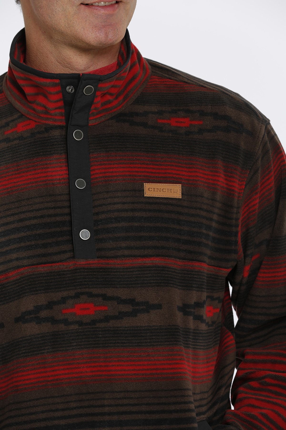 Men's Aztec Printed Polar Fleece Brown Pullover