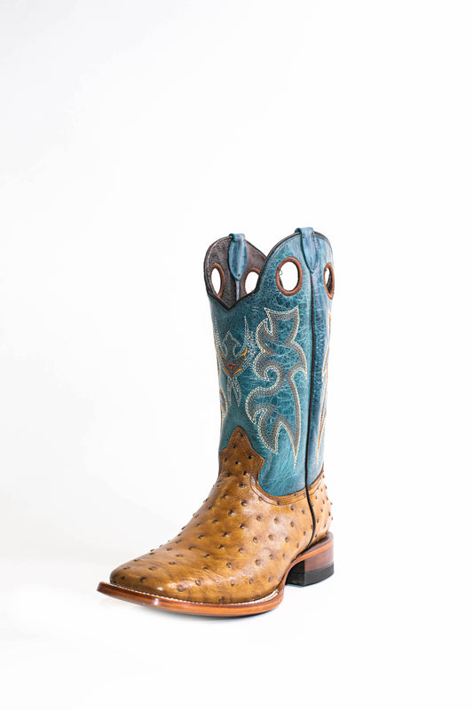 Vaquero Bronco African Ostrich Printed Plaza Honey Mallorca Boot