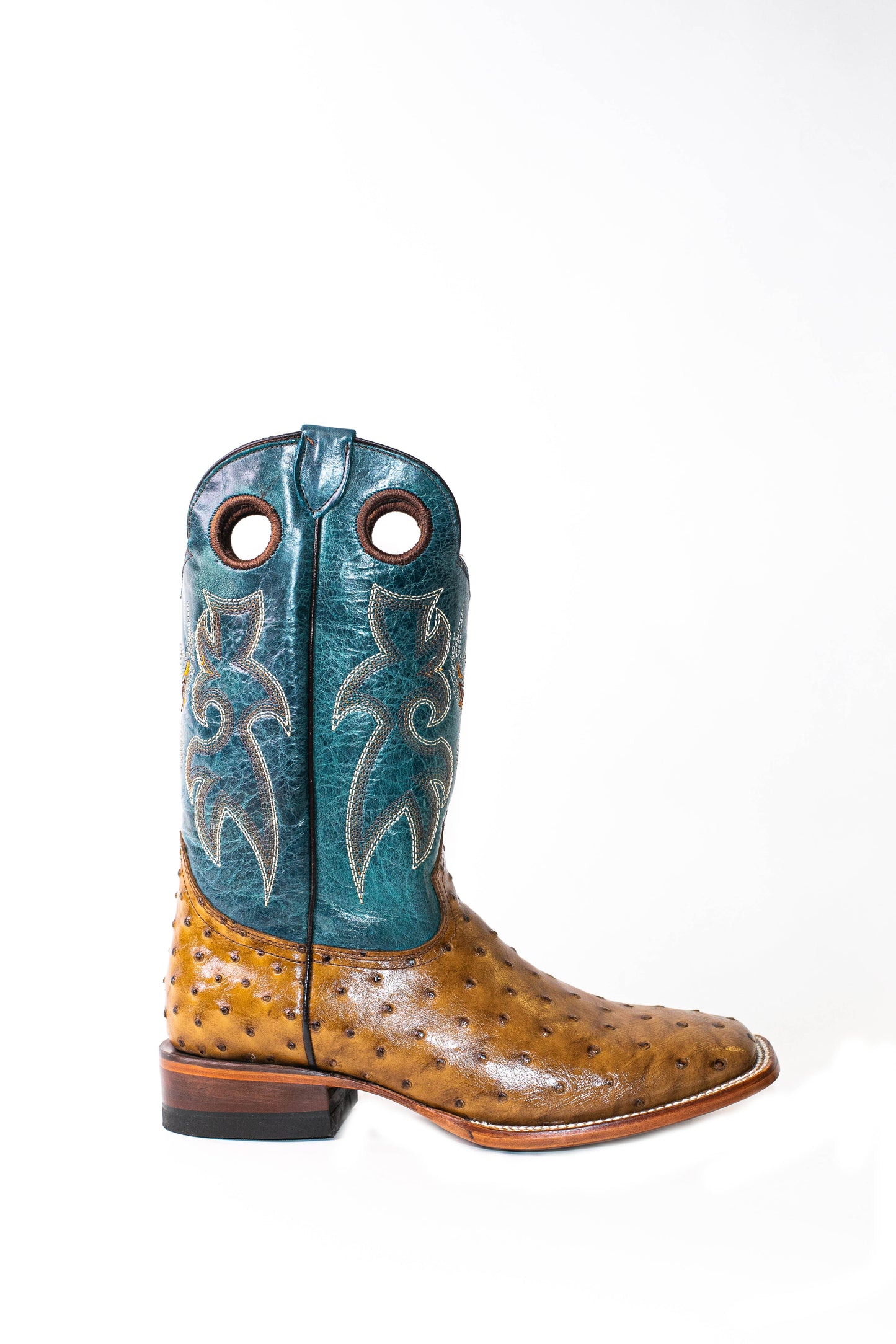 Vaquero Bronco African Ostrich Printed Plaza Honey Mallorca Boot