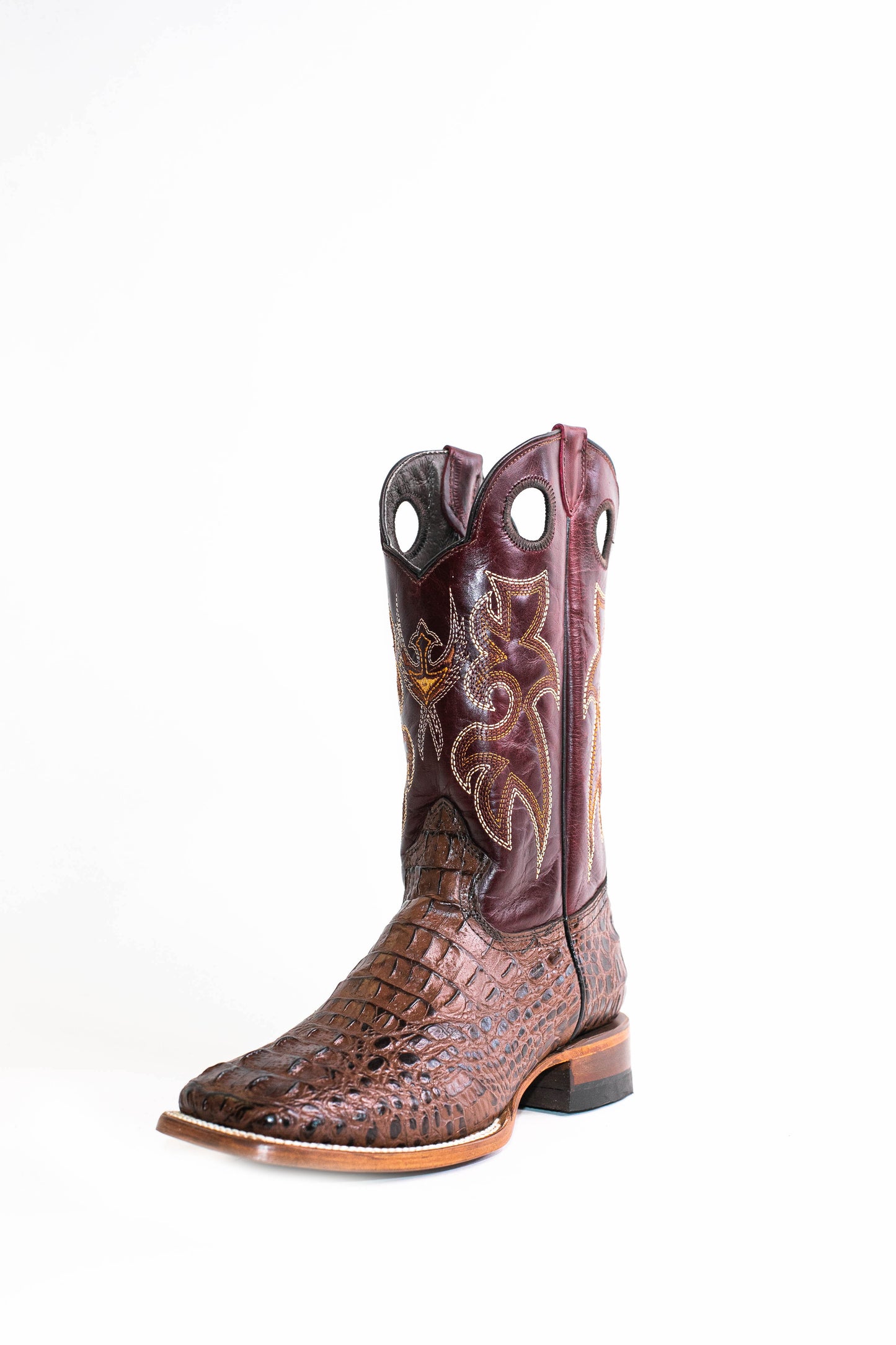 Vaquero Bronco Fuscus Caiman Printed Leather Brown Barza Wine