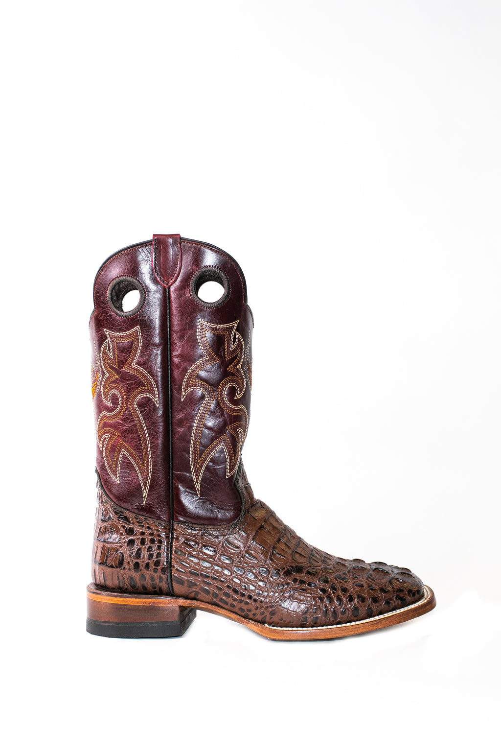 Vaquero Bronco Fuscus Caiman Printed Leather Brown Barza Wine