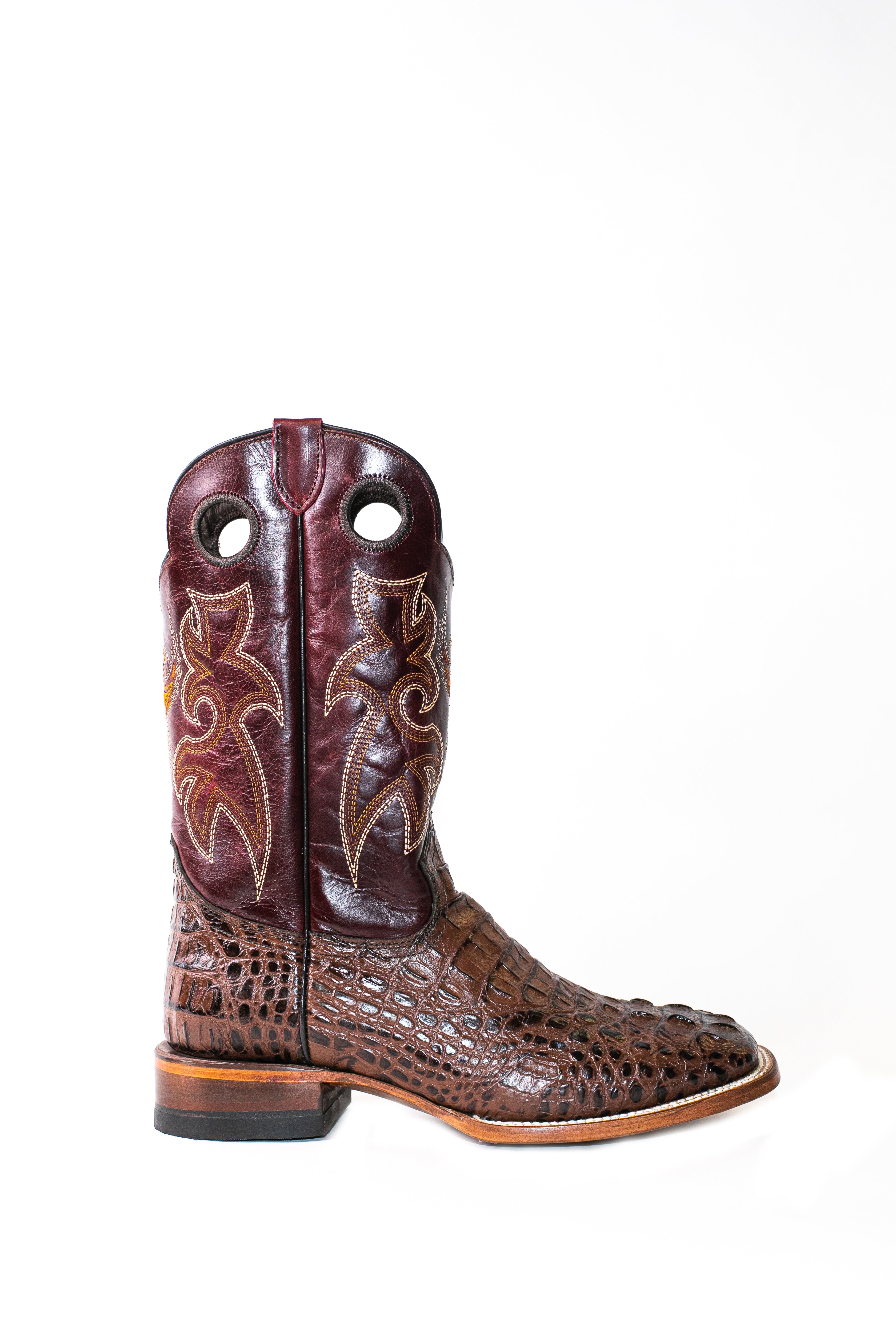 Vaquero Bronco Fuscus Caiman Printed Leather Brown Barza Wine