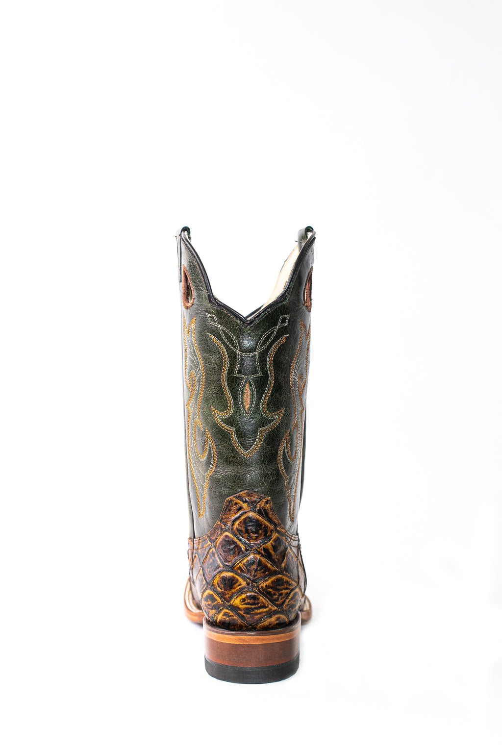 Vaquero Bronco Piraruco Printed Leather Maple Green Forest Boot