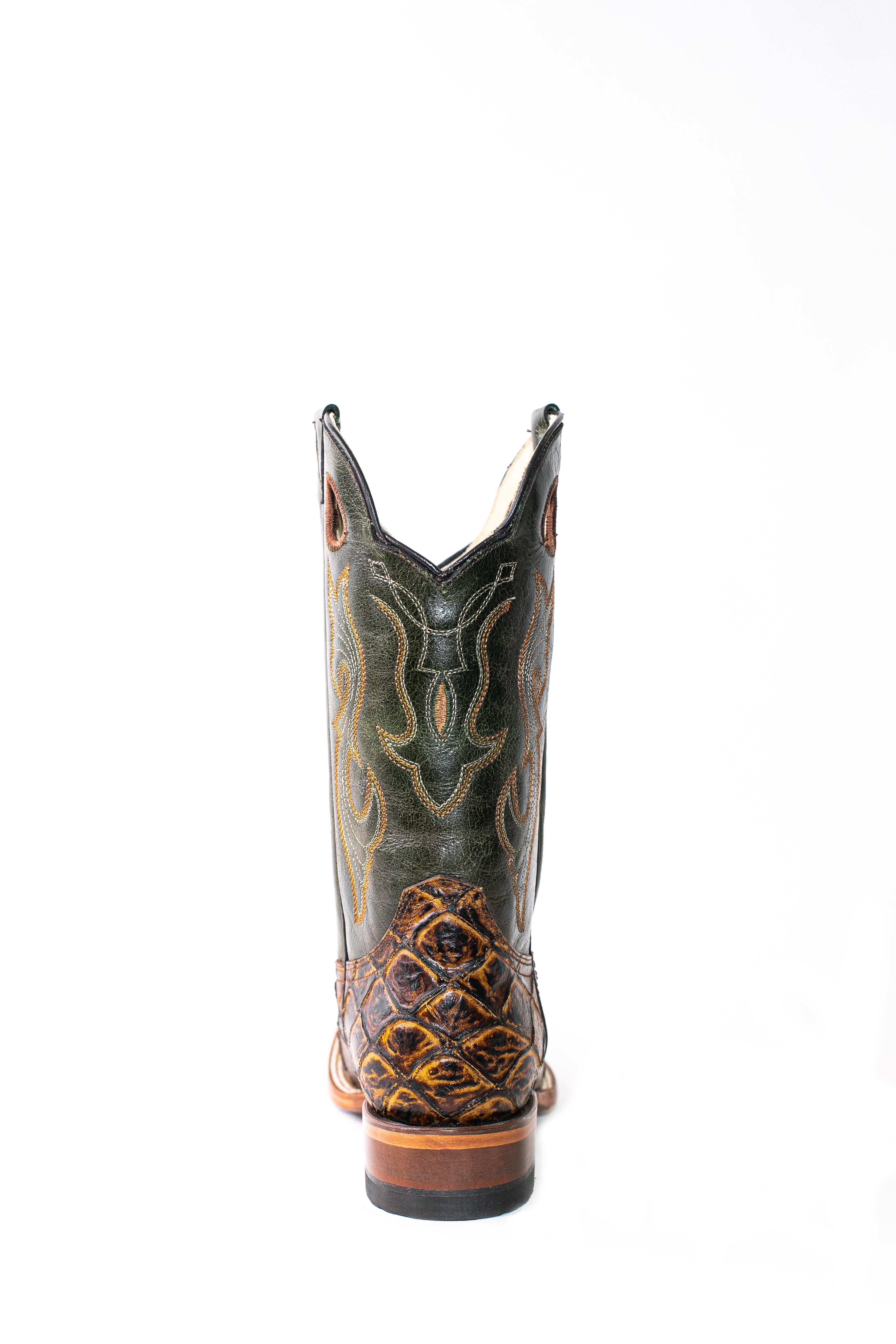 Vaquero Bronco Piraruco Printed Leather Maple Green Forest Boot