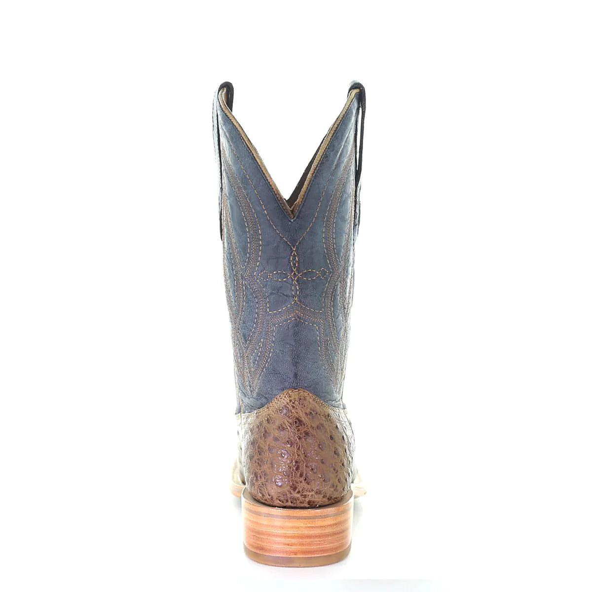 Corral Embroidered Navy Blue and Orix Brown Ostrich Western Boot A4052