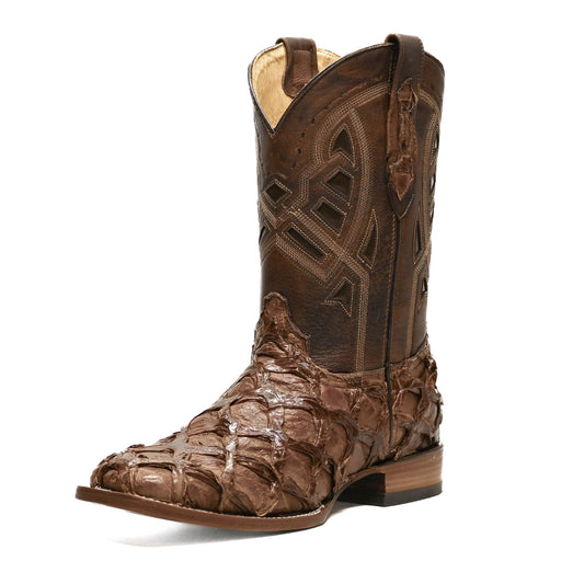 Vaquero Bronco Pirarucu Chocolate Exotic Western Boot