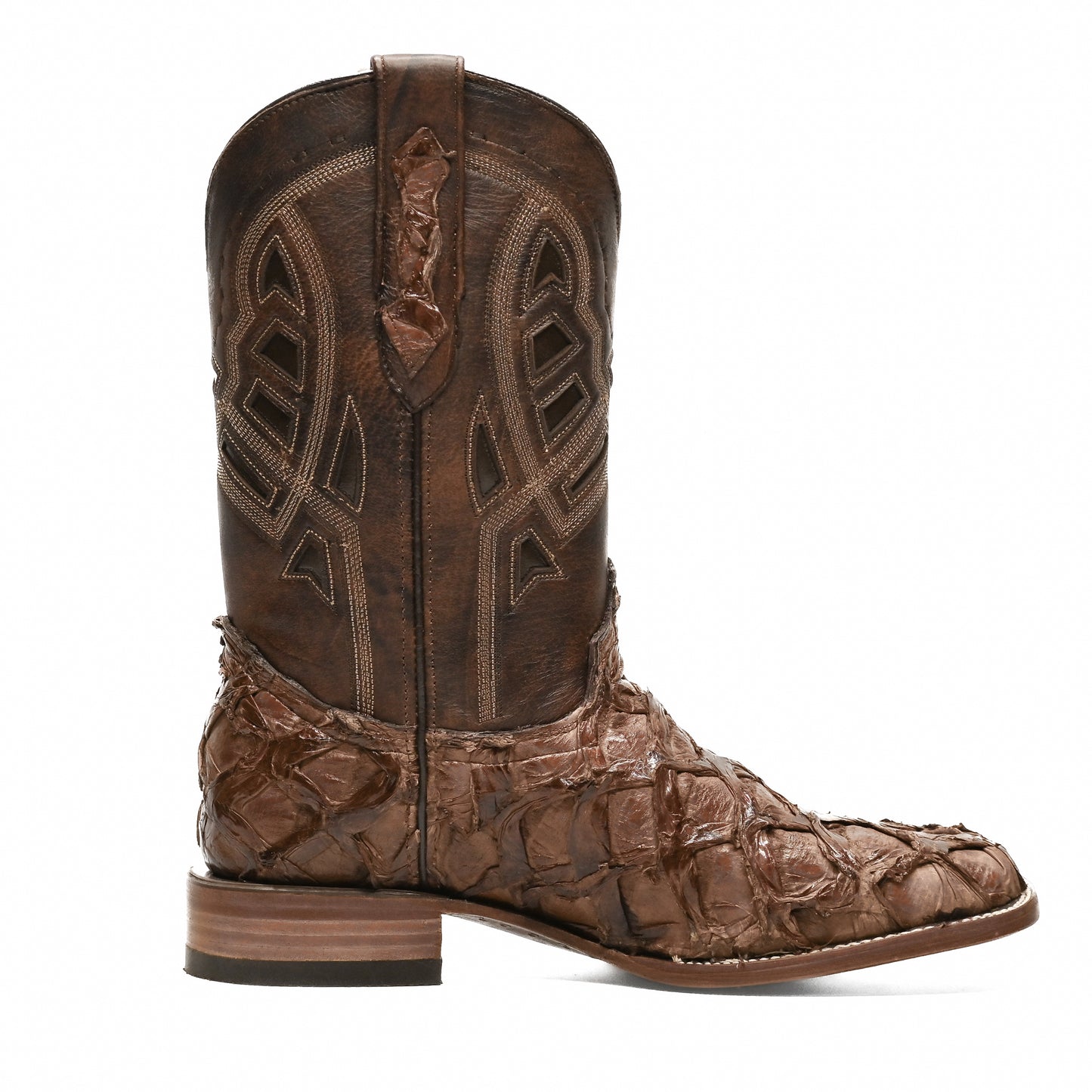 Vaquero Bronco Pirarucu Chocolate Exotic Western Boot