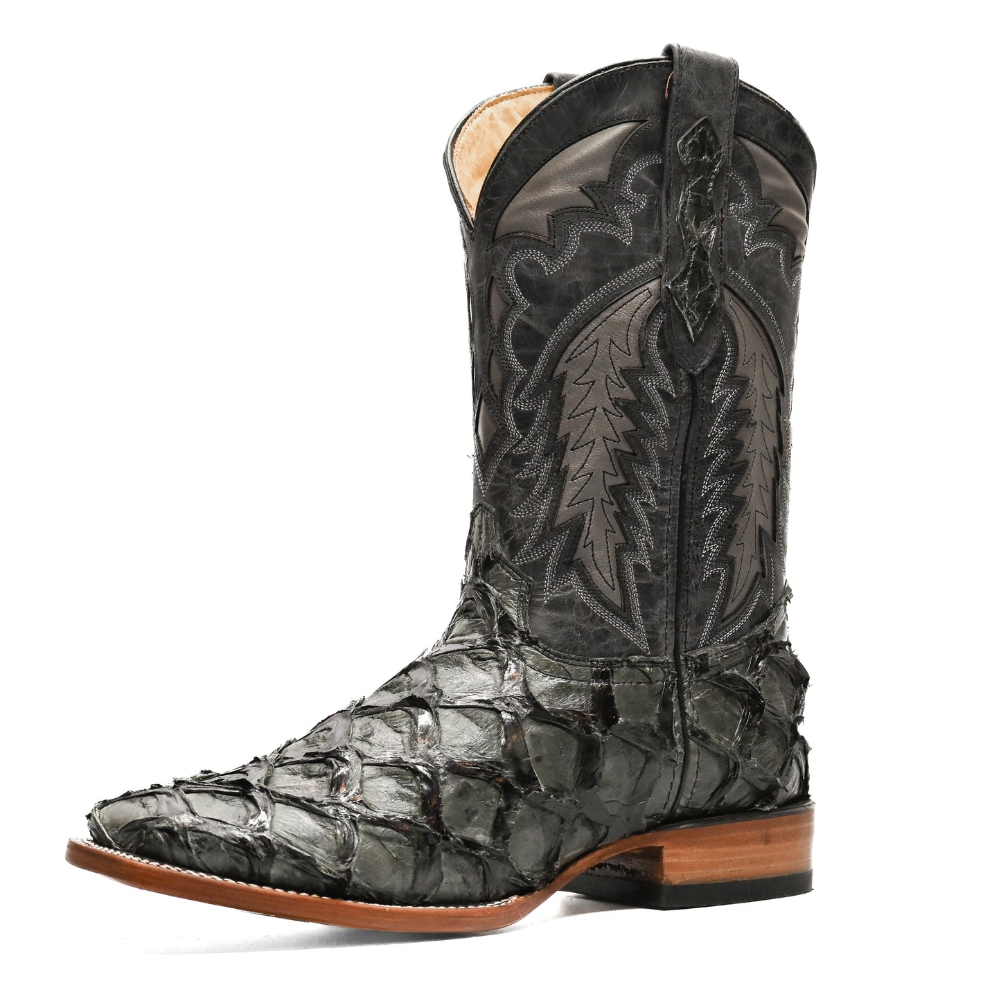 Vaquero Bronco Pirarucu Charcoal Exotic Western Boot