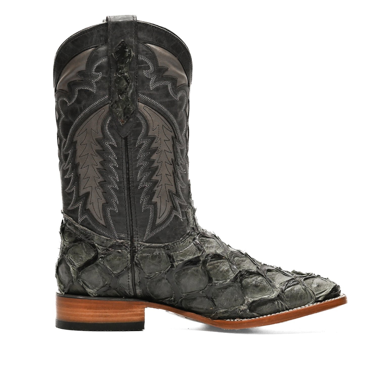 Vaquero Bronco Pirarucu Charcoal Exotic Western Boot