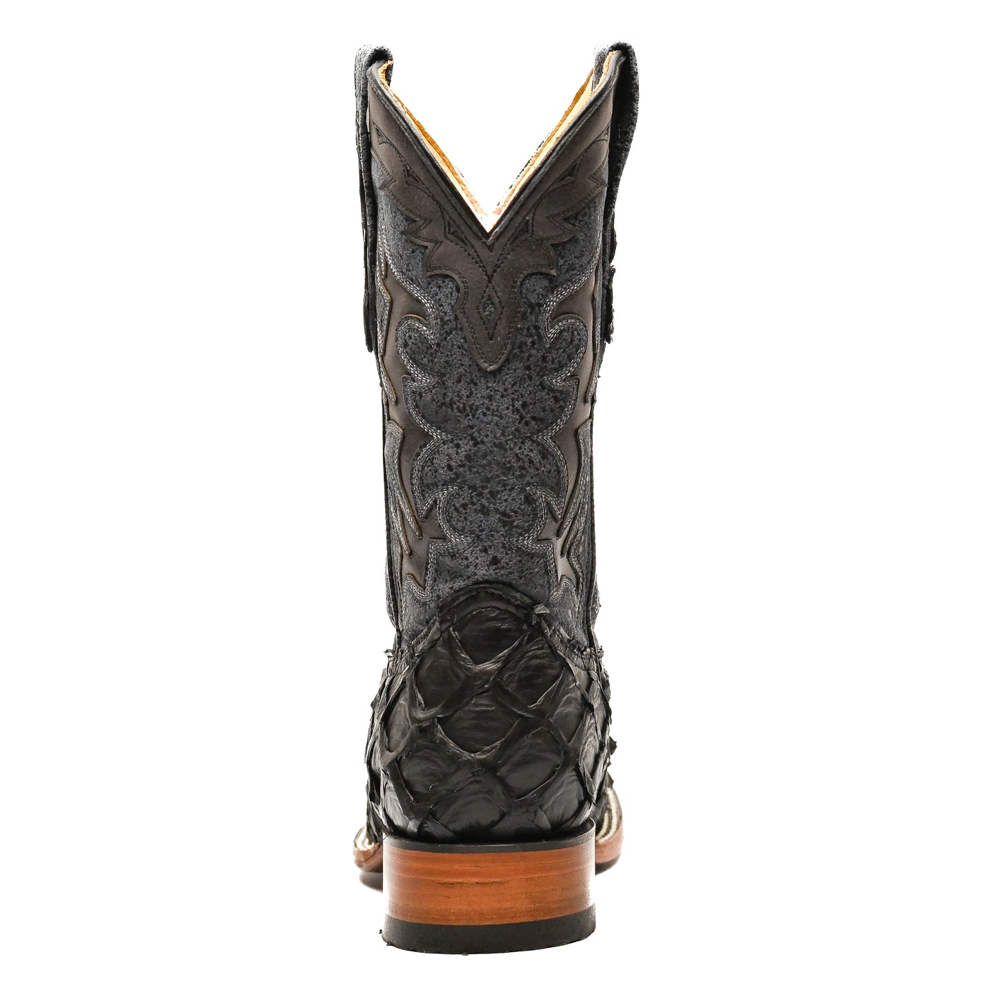 Vaquero Bronco Pirarucu Black Matte Exotic Western Boot