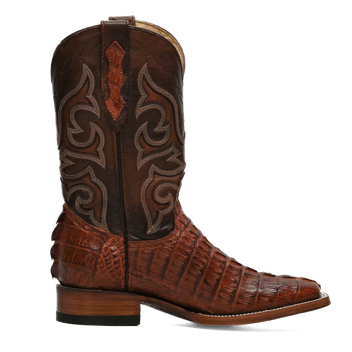 Vaquero Bronco Brandy Caiman Tail Exotic Boot