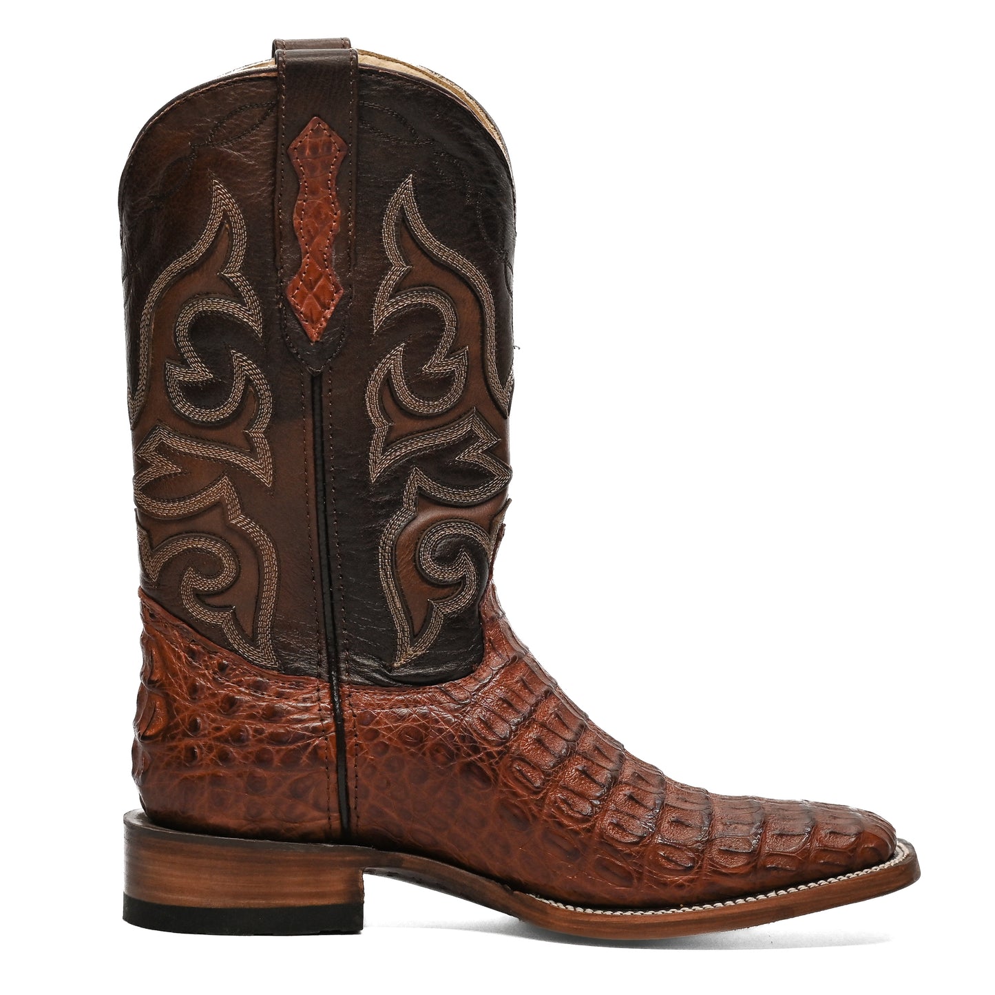 Vaquero Bronco Brandy Caiman Back Exotic Boot