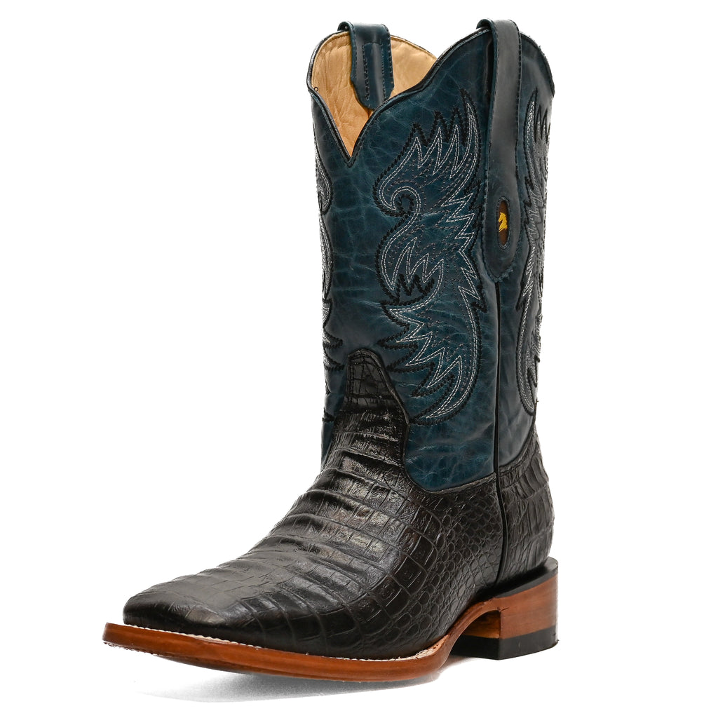 Vaquero Bronco Rodeo Bull Printed Black Back Barcelona Denim Boot