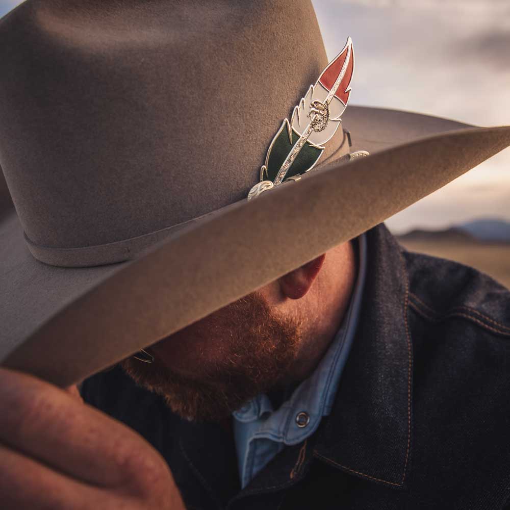 Montana Silversmiths Mexico Flag Hat Feather