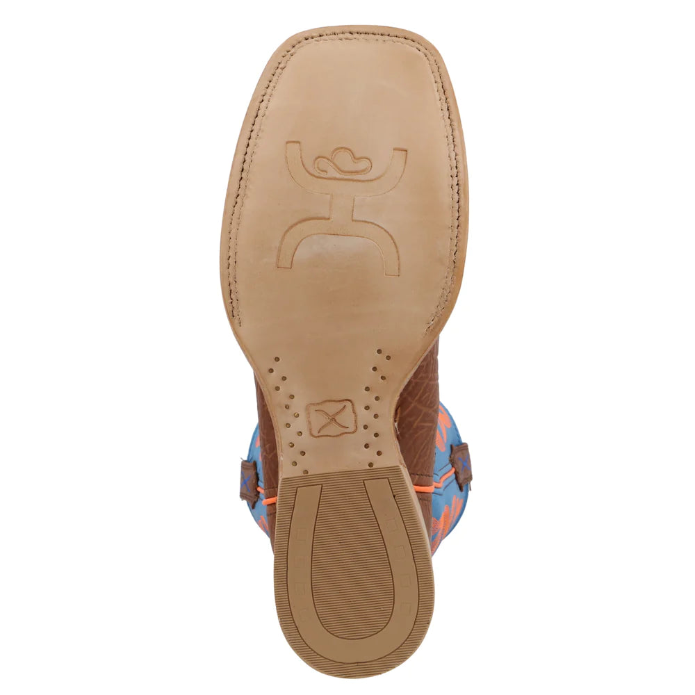 Twisted X Cognac Bullhide/Neon Blue 12" Hooey Boot MHY0004
