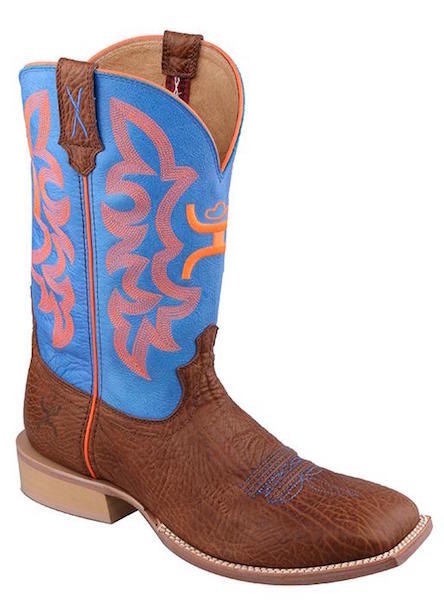 Twisted X Cognac Bullhide/Neon Blue 12" Hooey Boot MHY0004