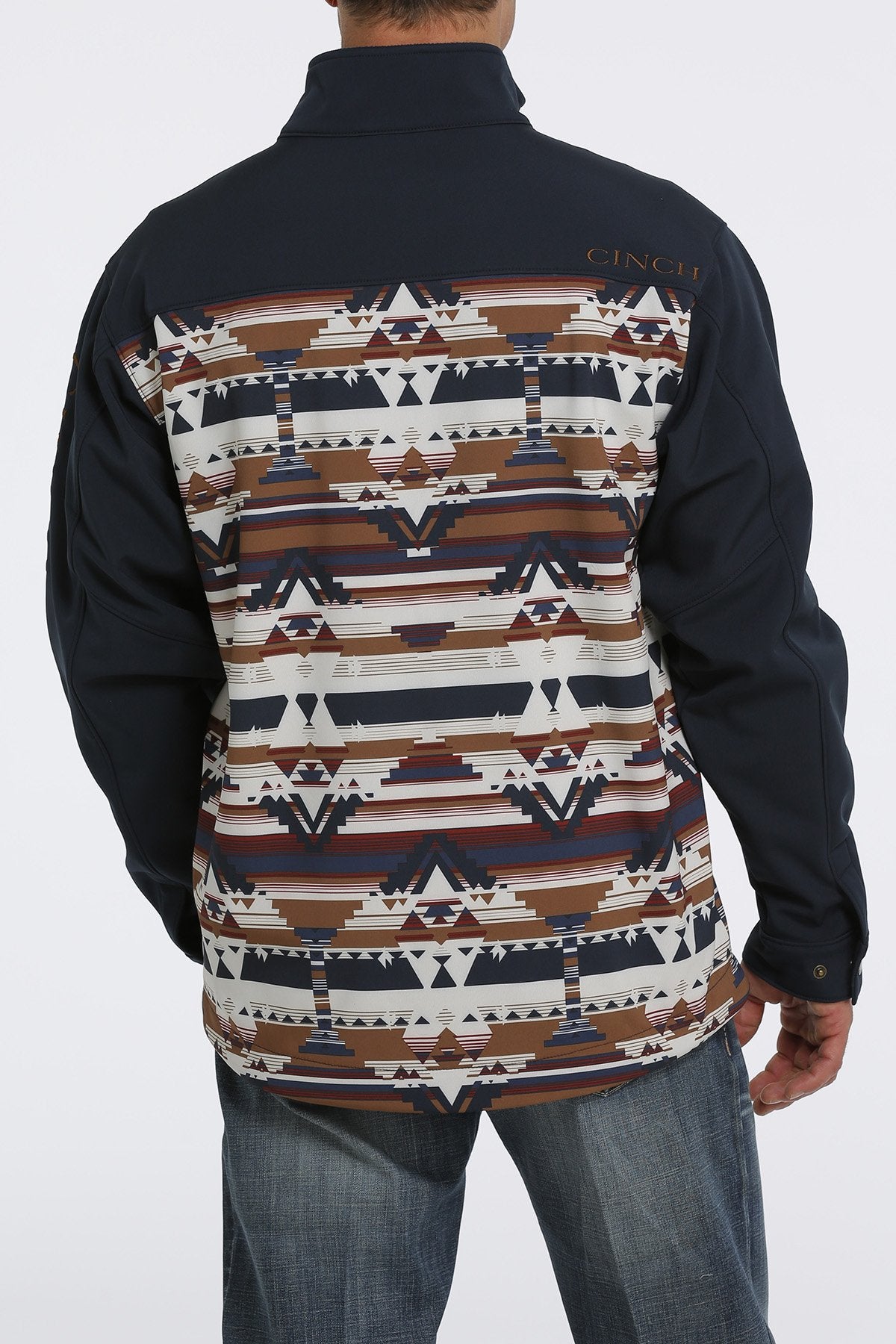 Men's Southwestern Print Bonded Navy Jacket